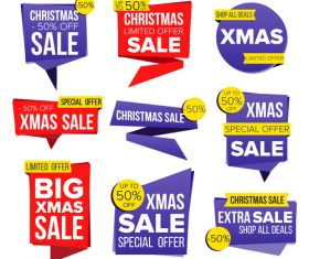 Different shapes Christmas extra sale stickers vector