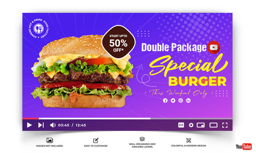 Double package burger poster vector