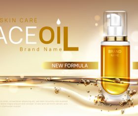 Face oil skin care cosmetics bottle banner vector