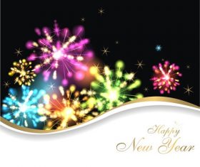 Firework background new year greeting card vector