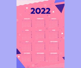 Flat 2022 calendar template vector