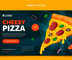 Flat design cheesy pizza webinar vector