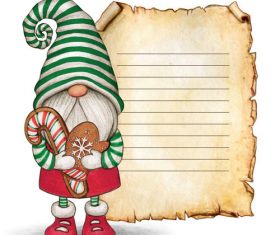 Gnome santa and postcard vector