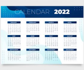Gradient 2022 calendar template vector