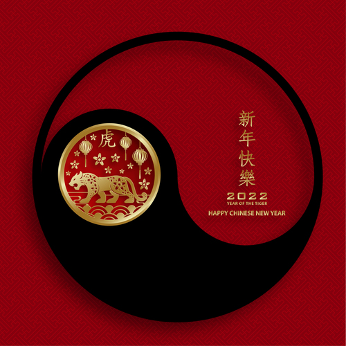 Greeting card 2022 china new year vector