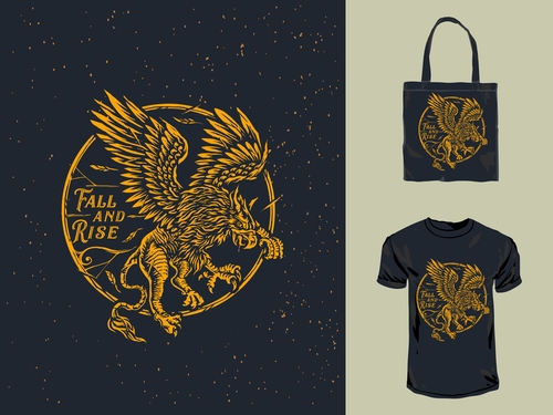 Griffin pattern t-shirt and bag design vector