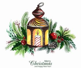 Hand drawn christmas lantern vector illustration