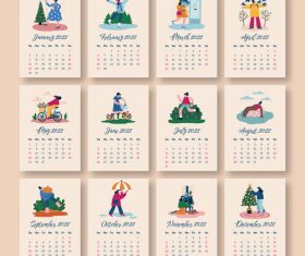 Happy life background 2022 calendar template vector
