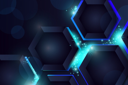 Hexagonal abstract background blue vector