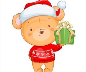 Little bear holding a gift vector