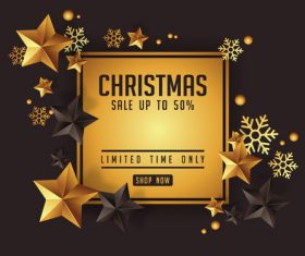 Luxury christmas greetings with golden stars vector