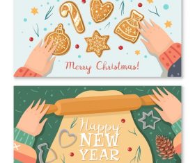 Making christmas gingerbread banner vector