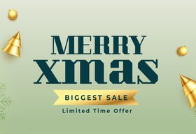 Merry christmas sale background with xmas ornaments vector