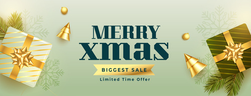 Merry christmas sale background with xmas ornaments vector