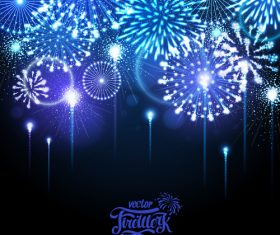 New year beautiful fireworks vector