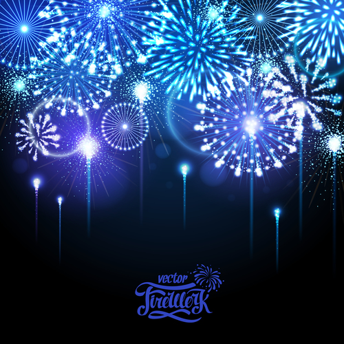 New year beautiful fireworks vector