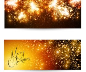 New year fireworks banner background vector