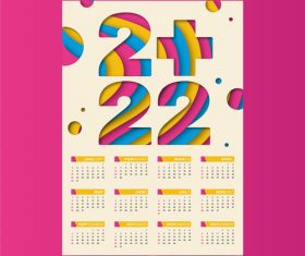 Paper style 2022 calendar template vector