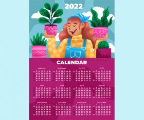 People watercolor 2022 calendar template vector