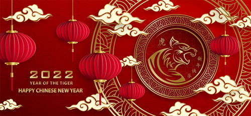 Perfect 2022 chinatiger year greeting card vector