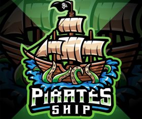 Pirates ship e-sports logo vector