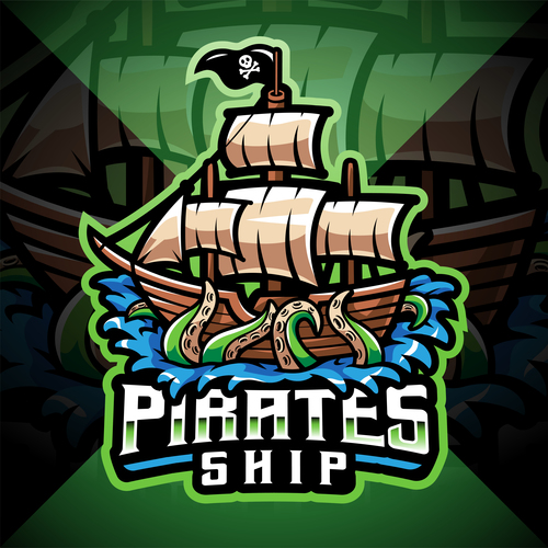 Pirates ship e sports logo vector
