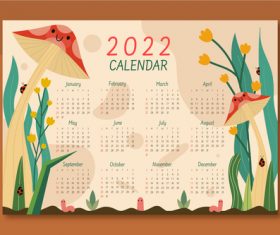 Plant cartoon background 2022 calendar template vector