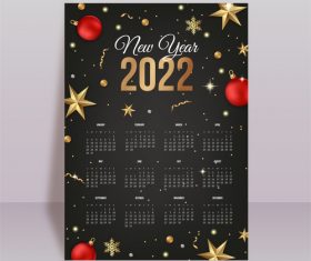 Realistic 2022 calendar template vector