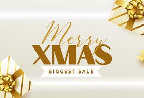 Realistic merry christmas festival sale decorative banner vector