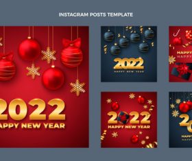 Realistic new year instagram posts vector