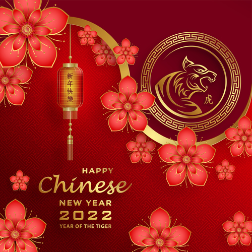Red background 2022 chinese new year vector