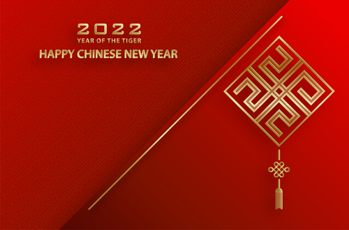 Red background china new year greeting card vector