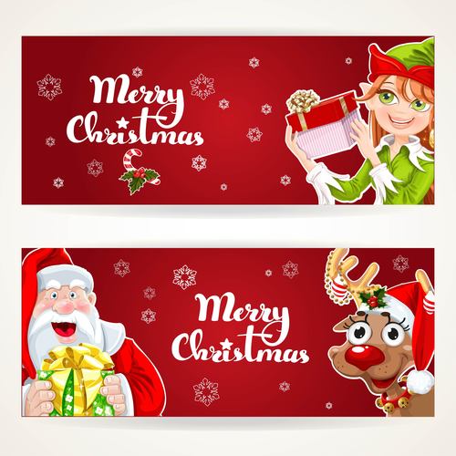 Red christmas banner vector