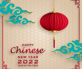 Red lantern 2022 chinese new year vector