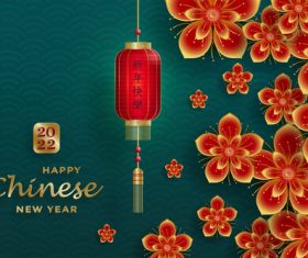 Red lantern background china new year greeting card vector