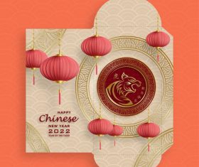 Red lantern cover envelope 2022 new year template vector