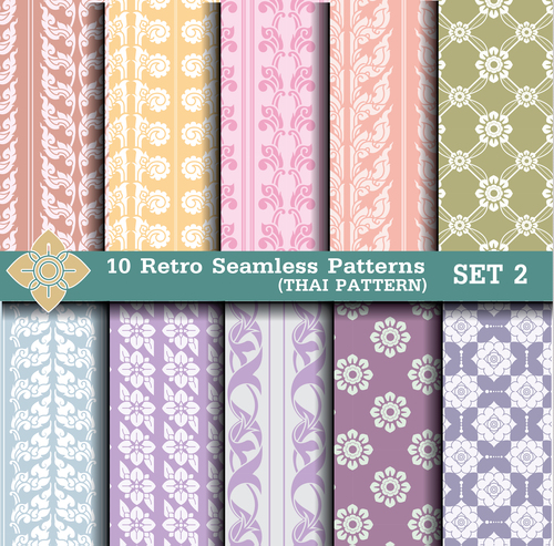 Retro seamless patterns background vector