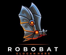 Robot bat logo design vector