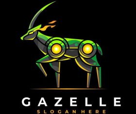 Robot gazelle logo design vector