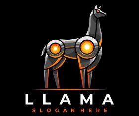 Robot llama logo design vector