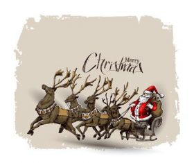 Santa Claus in a sleigh pulled by elk vector