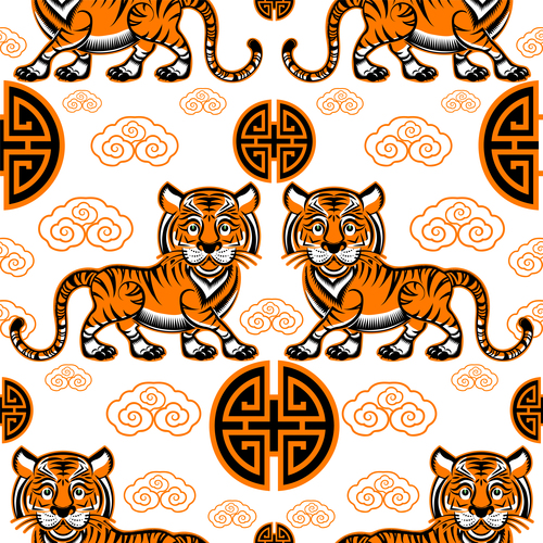 Seamless tiger background vector