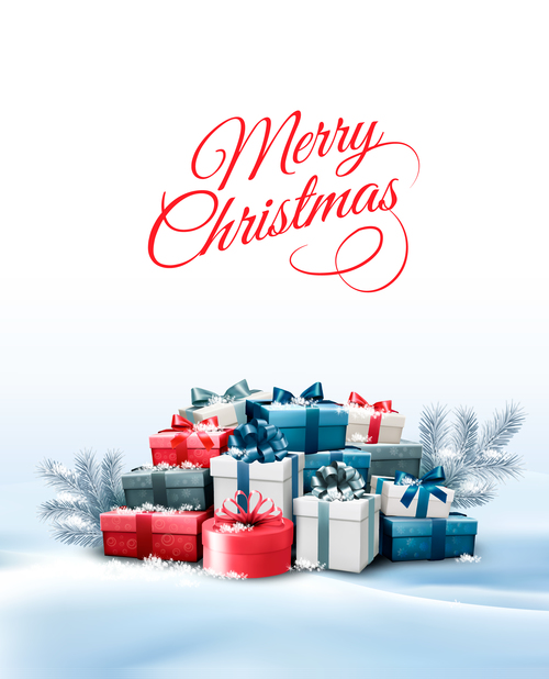 Stacked christmas gifts vector