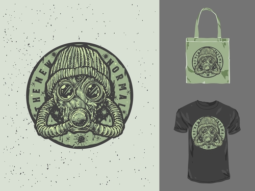 T shirt and bag design with pattern vector