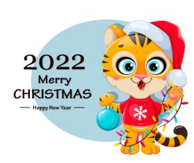 Tiger cover christmas card vector