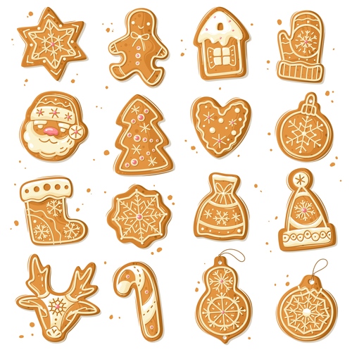 Various shapes gingerbread vector