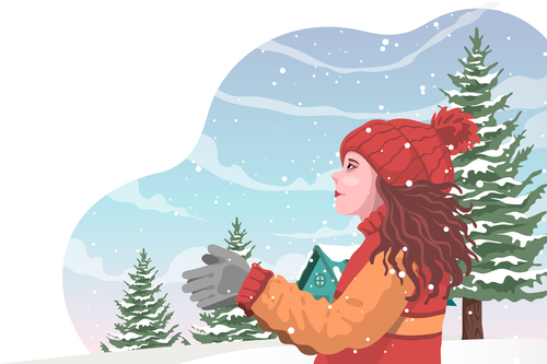 Winter girl vector illustration
