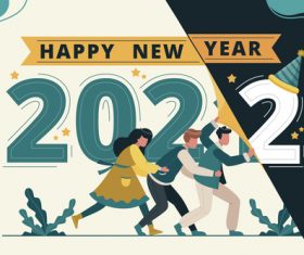 2022 new year cartoon illustration vector