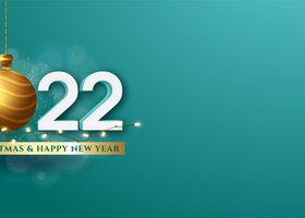 2022 with Christmas element and decorative lights vector