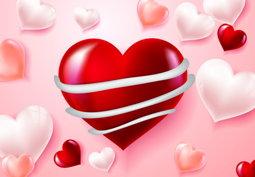 3d heart shaped valentine day card vector